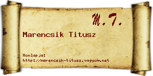 Marencsik Titusz névjegykártya